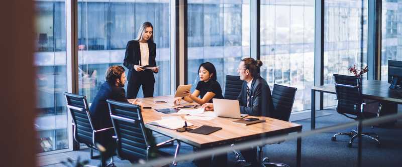 Business meeting in a modern formal office